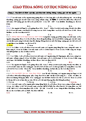 Trắc nghiệm Vật lí 12 - Bài Giao thoa sóng cơ - Phần nâng cao (Có đáp án)